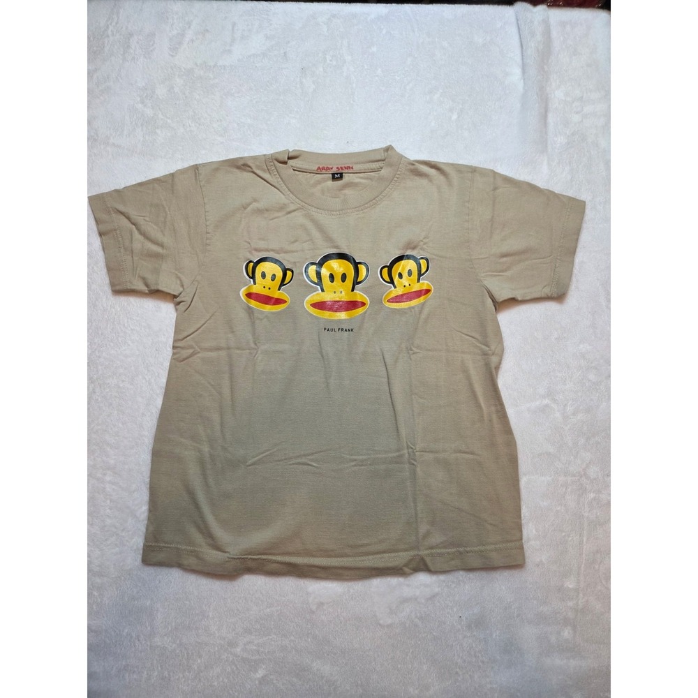 275 Paul Frank Julius Monkey T Shirt Beige Short Sleeve Size M "Name In Collar"